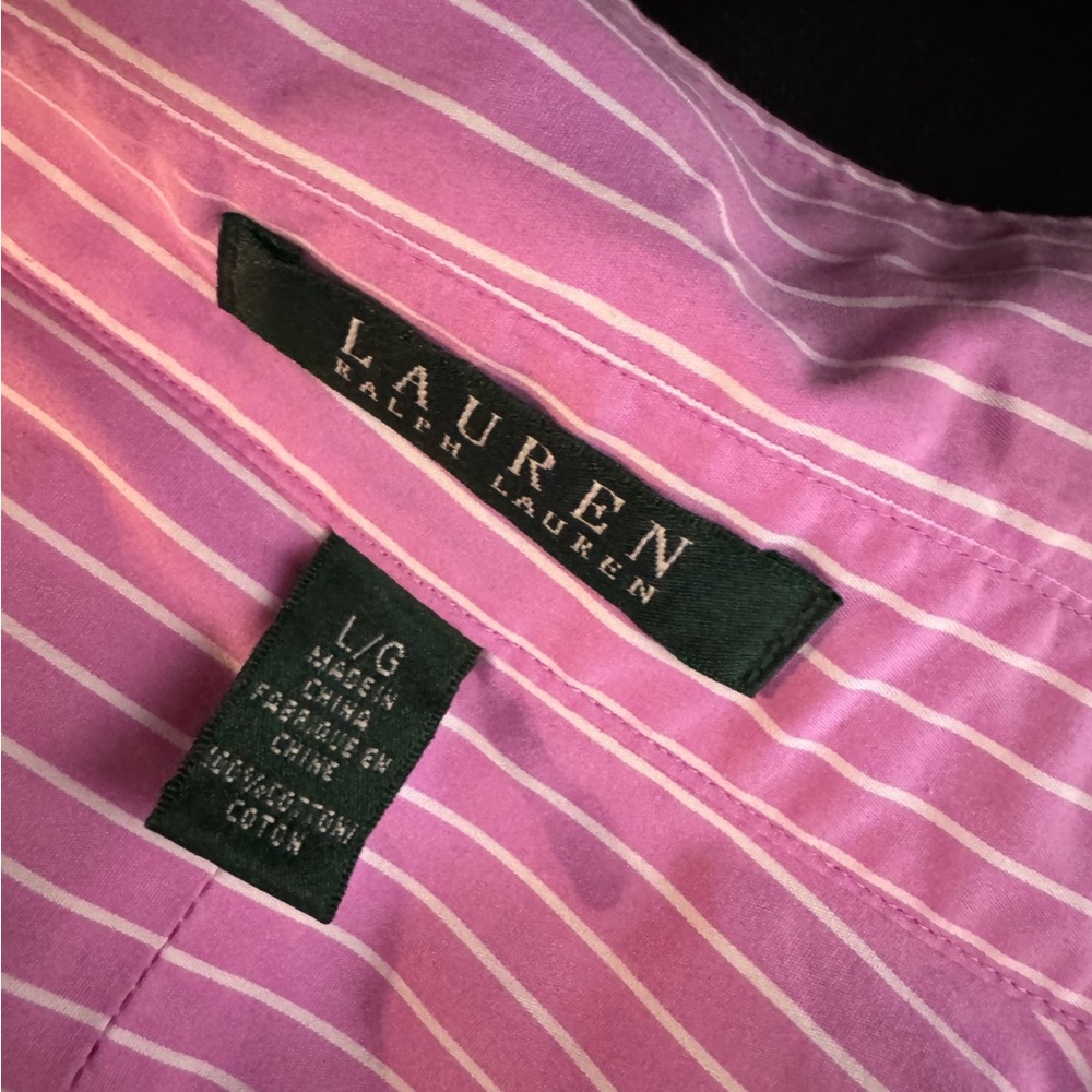 Lauren by RL Pink Striped Button-Up Shirt. Great Condition. Size Large - Picture 8 of 12